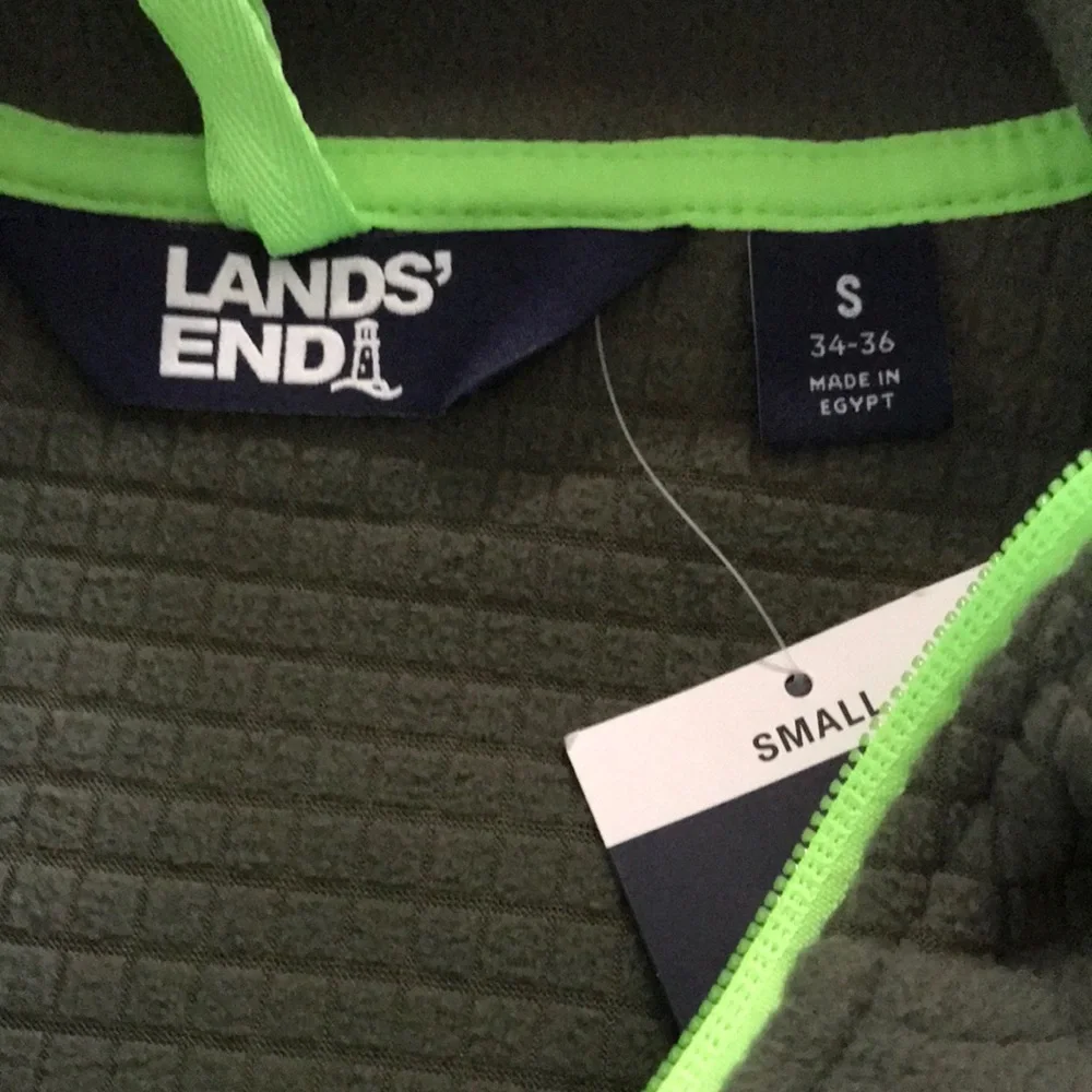 NEW Lands' End Men's Grid‎ Fleece Zip-Up Jacket